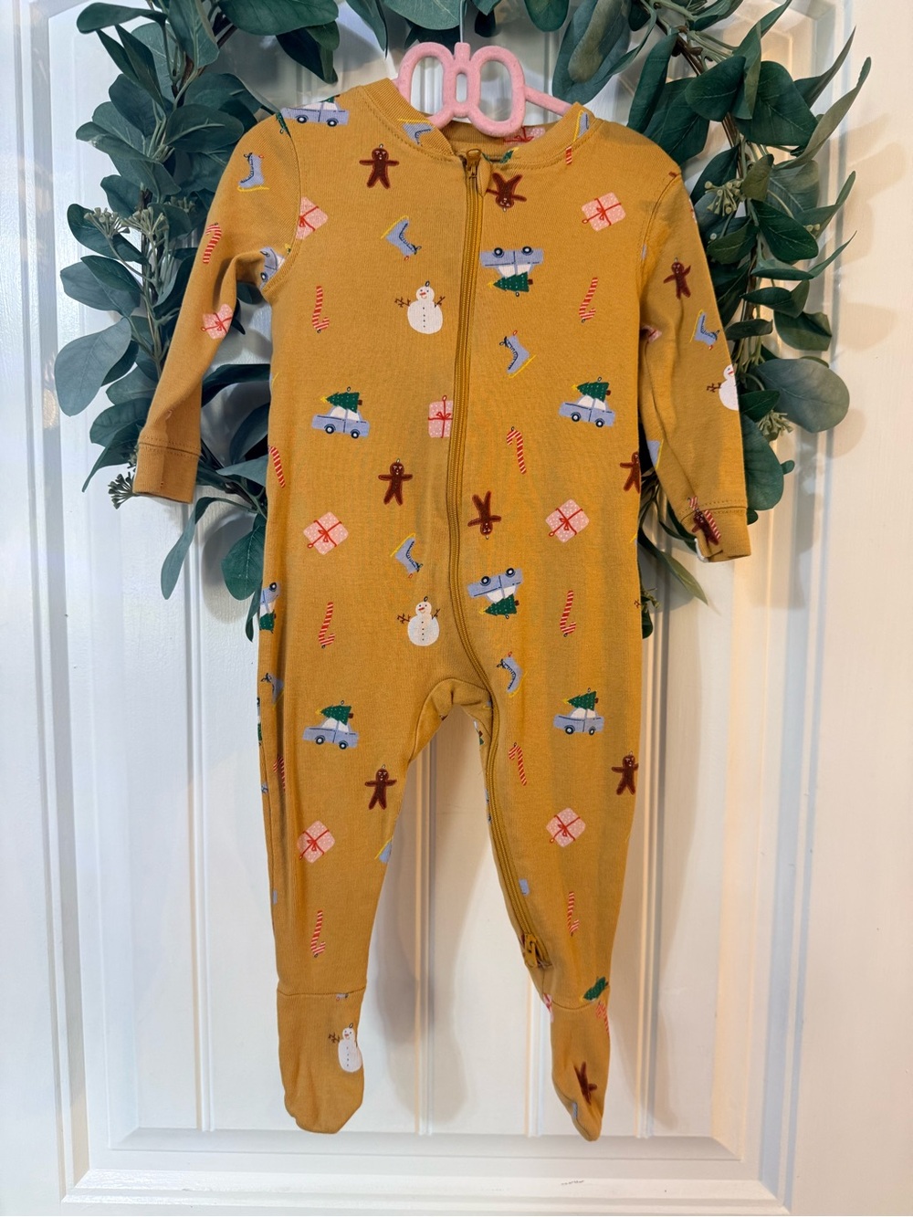 💫10/$25 • Rise Little Earthling Mustard Christmas Organic Cotton Footed Sleeper